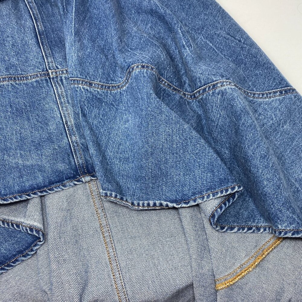 Alice + Olivia Donella High Low Blue Denim Skirt 25 - Picture 9 of 14